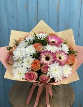 Букет цветов из:  Розы, Герберы и Хризантемы в Серафимовиче