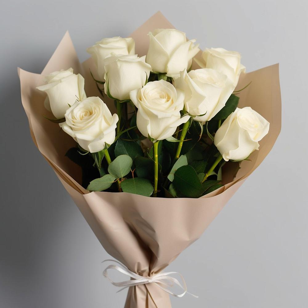 Букет 9 Белых роз Эдлесс Лав в Серафимовиче