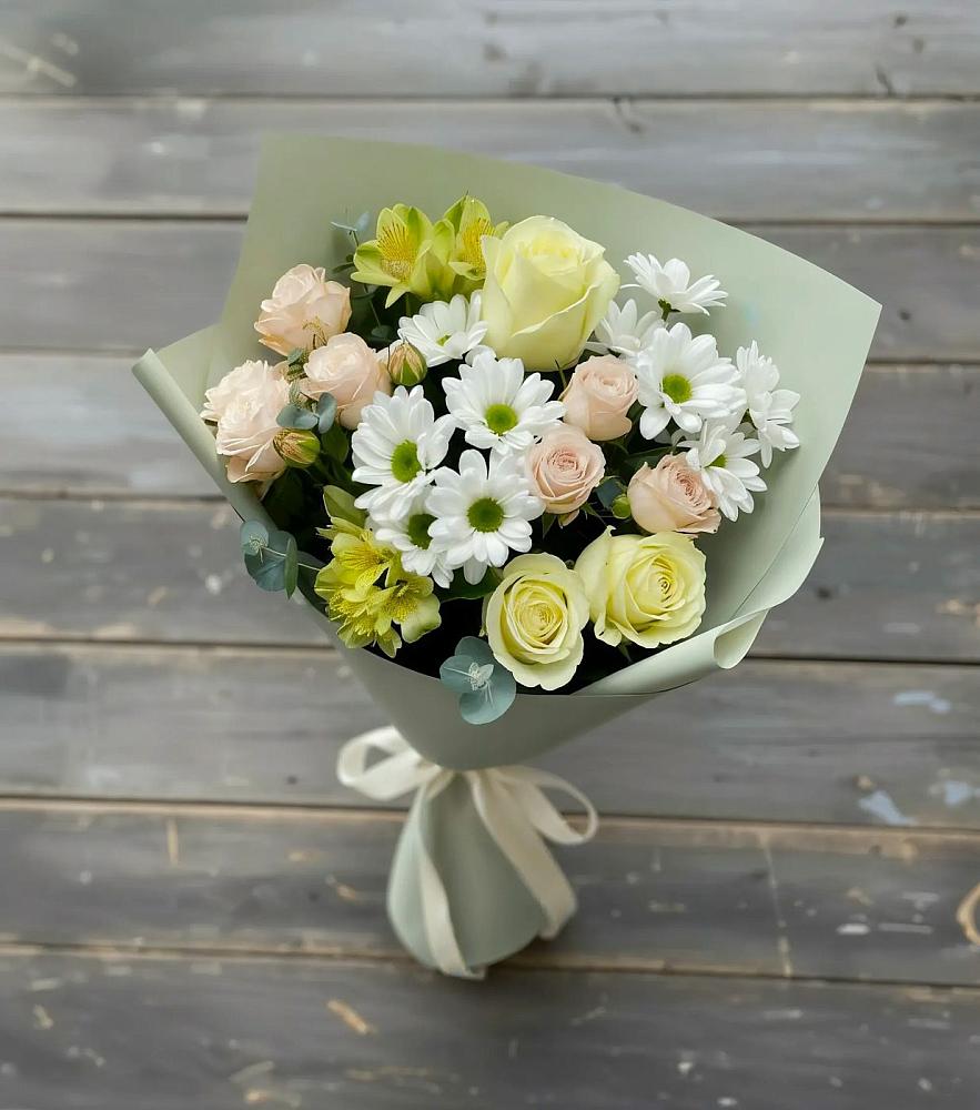 Букет цветов из: Альстромерии, Розы и Хризантемы в Серафимовиче