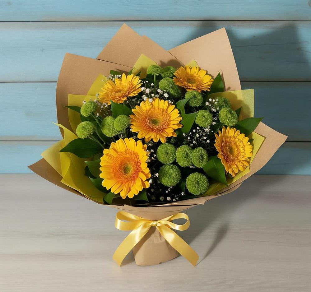 Букет цветов из: Герберы и Хризантемы в Серафимовиче