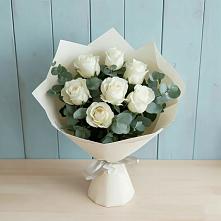 Букет Белые розы в Эвкалипте #REPLACE_PRED# Серафимовиче